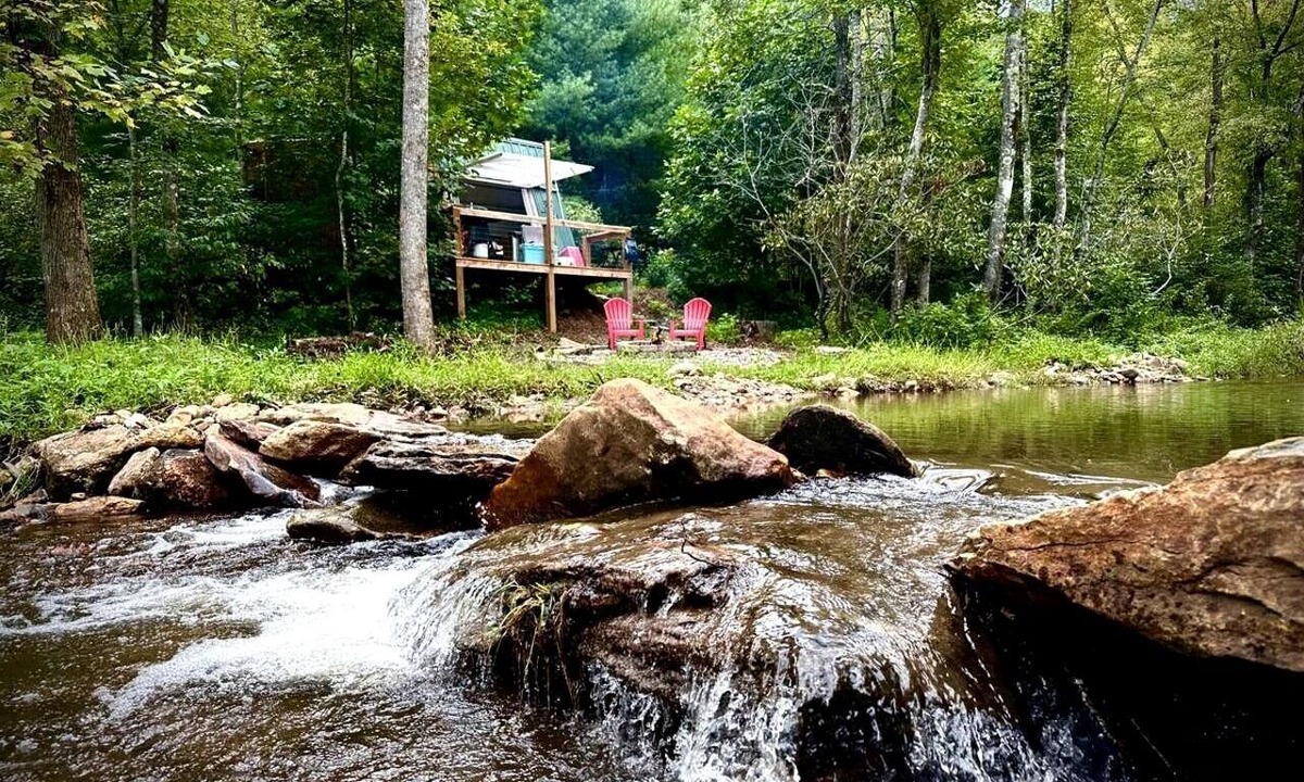 Purlear Cabin | Cool A-Frame on Creek in Purlear, North Carolina