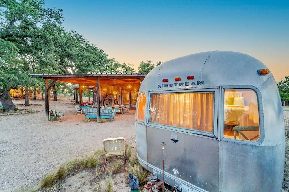Round Mountain House | Luxury Airstream Campsite Nestled Beneath Oak Trees Outside of Austin, Texas