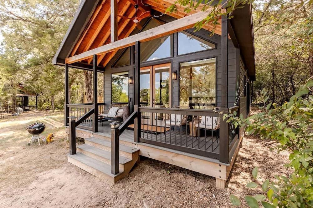 Cedar Creek Cabin | Modern Farmstay Cabin with Friendly Animals, Pond Views & Nature Trails Near Cedar Creek, Texas