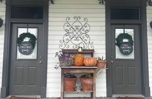 West Monroe House | 2BR 1 Bath with sunroom office with twin bed . Large living & dining , porches