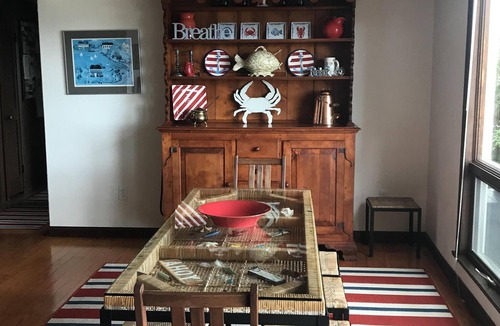 Mashpee Neck House | Cape Cod Waterfront Vacation Home dock and 2 kayaks: