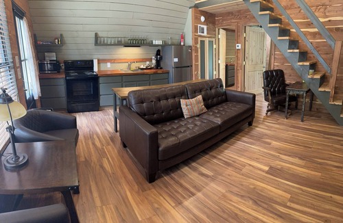 Lindale Cabin | Coyote Creek A-Frame Cabin with Firepit, Nature Trail, Games, Outside Activities