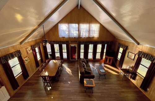 Zwolle Cabin | Large 4-Bedroom Cabin with Full Kitchen, Vaulted Great Room & Outdoor Gathering Space