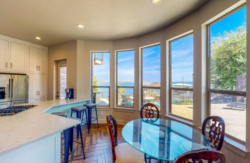 Lake Bridgeport House | Luxury lake home with stunning water views, gourmet kitchen, hot tub & office