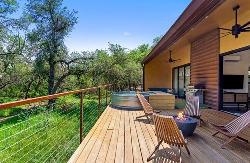 Dripping Springs Cabin | Modern Cabin w Heated Pool, Firepit, Trails, Stars