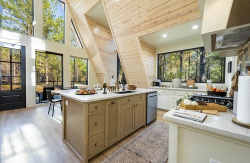 Hochatown Cabin | Scenic & Romantic A-Frame Cabin Retreat with Hot Tub, Fire Pit & Modern Comfort