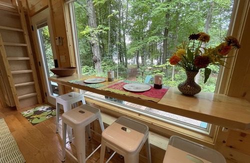 Addison Cabin | Secluded Lake Champlain Tiny House with canoe and kayaks on Private Beach