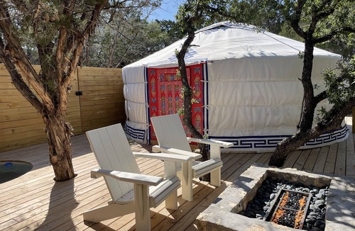 Dripping Springs Cabin | Secluded, Romantic Yurt w/Hot Tub at The Yurtopian - "Carrie"