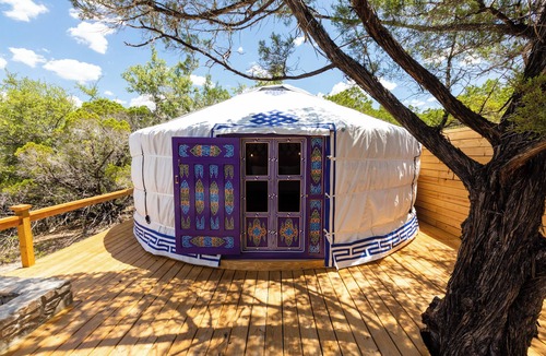 Dripping Springs Cabin | Secluded, Romantic Yurt w/Hot Tub at The Yurtopian - "Amie"