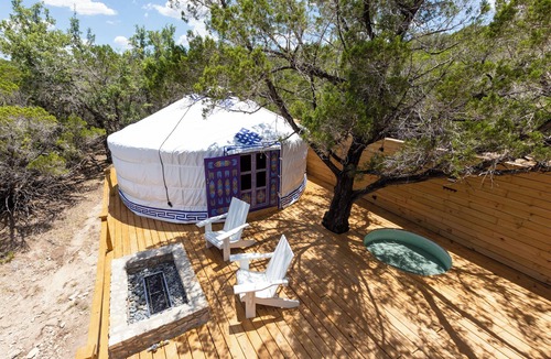 Dripping Springs Cabin | Secluded, Romantic Yurt w/Hot Tub at The Yurtopian - "Amie"