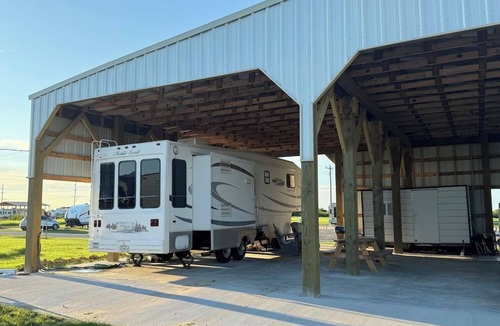Holly Beach House | Short walk to the beach! This camper & cabin offer a perfect getaway!