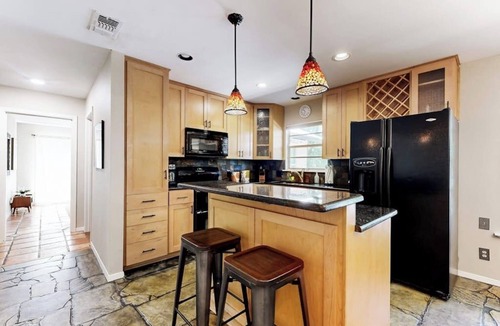 Galindo House | Single-story home with furnished patio, fast WiFi, washer/dryer, & central AC