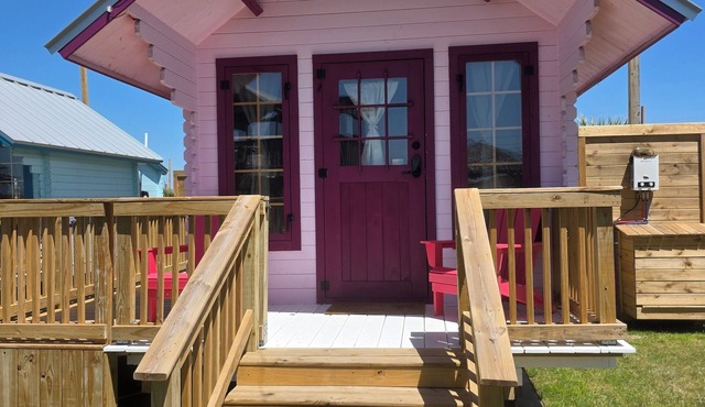 "Barbie" Bunkie adorable beach tiny home, Barbie Bunkie beach glamping cabin