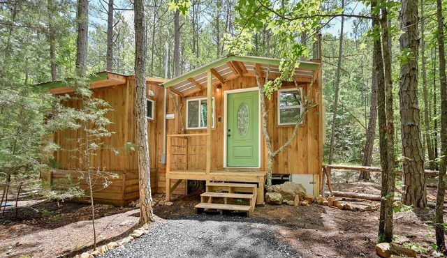 Cozy Tiny Cabin with Porch & Fire Pit near Scenic Trails in Western Arkansas