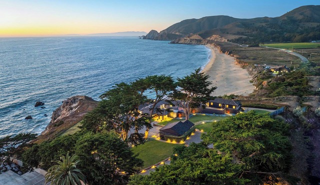 Distinguished Oceanfront Point Estate with Iconic Beach + Mountain Vistas in Montara