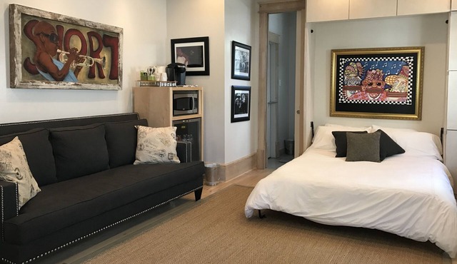 Luxury St.Charles Ave studio shared pool/spa, priv patio, on streetcar route