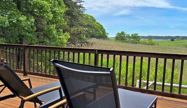 Open & Bright 3BD--Incredible Tidal Marsh Views, A/C, Outdoor Shower, Big Deck in Wellfleet
