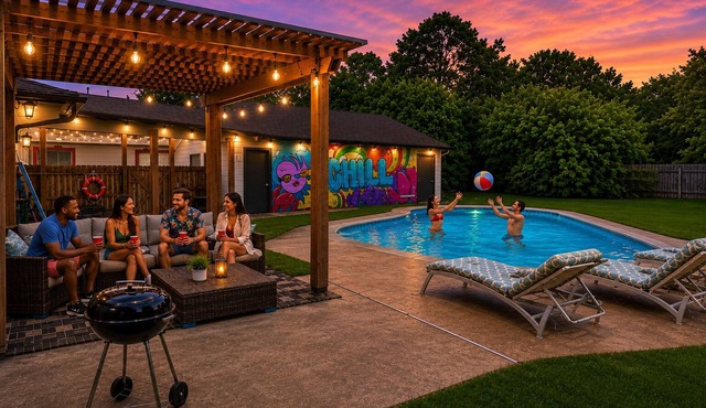 Pool House- Game Room + Pool Table - Pergola - 4 Bed - King Bed