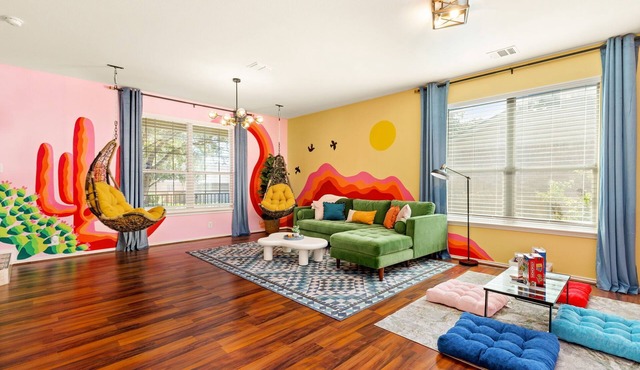 Retro Home - HotTub, FirePit with Movie Screen, Pool, Game Room, Theater, More