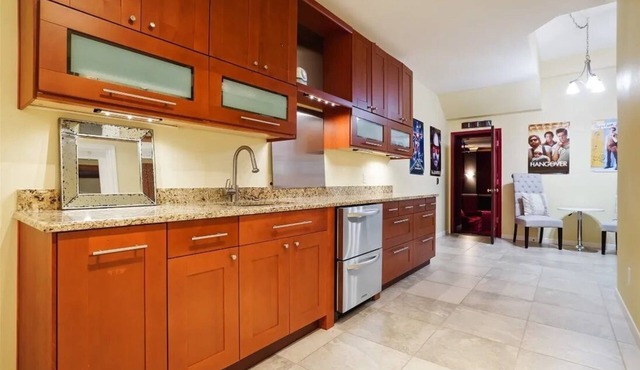 Spectacular private, three bedroom, ground floor of house, media room access.