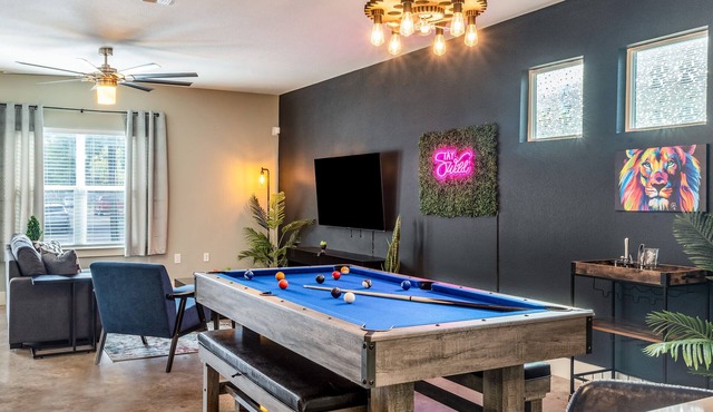 Upstay Entertainment Hub w Games & Outdoor Firepit