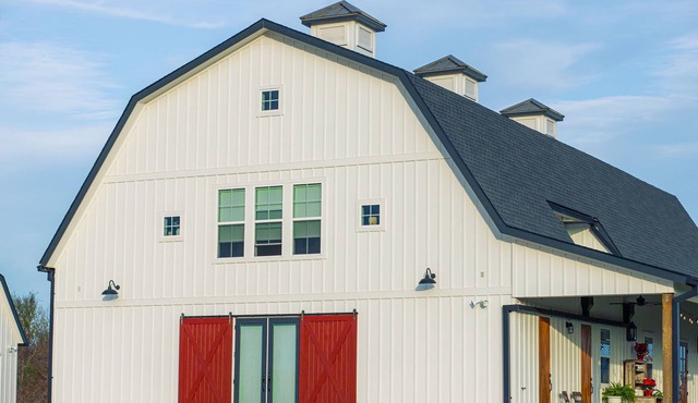 White Gambrel Style Barn