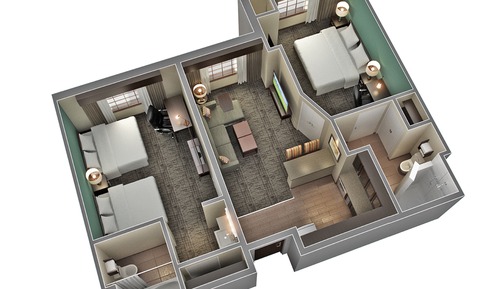 Suite, 2 Bedrooms, Accessible, Kitchen (Comm, Access Tub)
