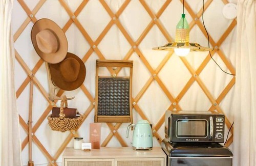 Lakeway RV Rental | Colorful and Fully Equipped Yurt by Lake Travis For an Unforgettable Lakeway Glamping Escape, Texas